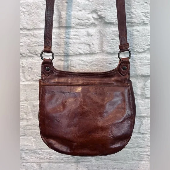 FRYE Melissa Saddle Bag Leather Cognac Crossbody - Picture 6 of 16